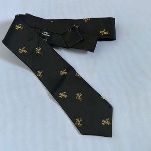 Vintage 60s rayon dragon embroidered skinny neck tie s15